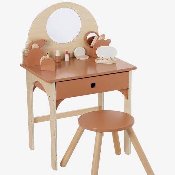 Coiffeuse + tabouret avec accessoires en bois FSC® caramel
