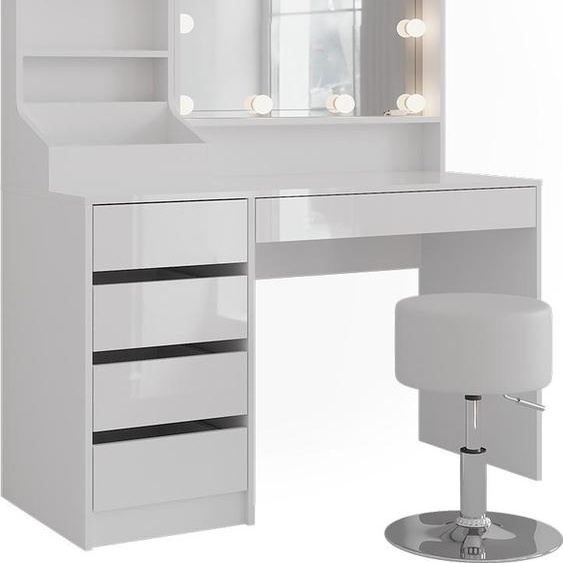 Coiffeuse Vicco Sherry blanc/blanc brillant 119.8cm 4 parties, Model 57607