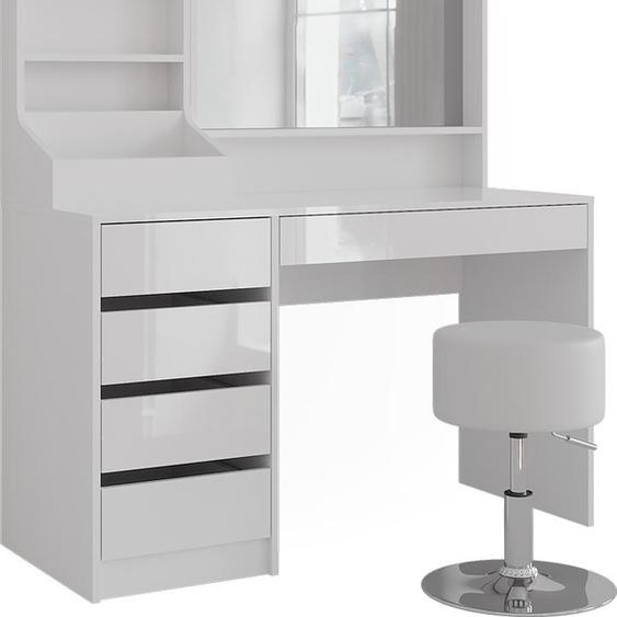Coiffeuse Vicco Sherry blanc/blanc brillant 119.8cm 4 parties, Model 57608