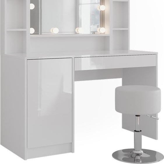 Coiffeuse Vicco Sherry blanc/blanc brillant 119.8cm 5 parties, Model 57615