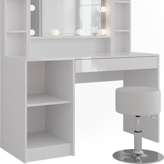 Coiffeuse Vicco Sherry blanc/blanc brillant 119.8cm 6 parties, Model 57579