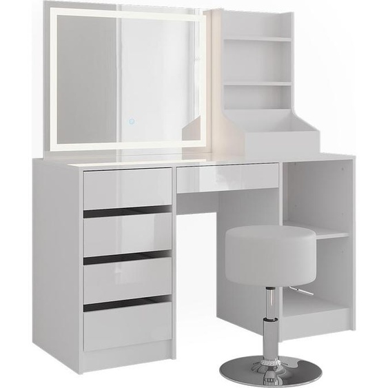 Coiffeuse Vicco Sherry blanc/blanc brillant 128.2cm 4 parties, Model 57634