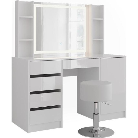 Coiffeuse Vicco Sherry blanc/blanc brillant 128.2cm 8 pièces, Model 57644