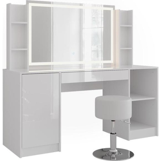 Coiffeuse Vicco Sherry blanc/blanc brillant 158.2cm 5 parties, Model 57649