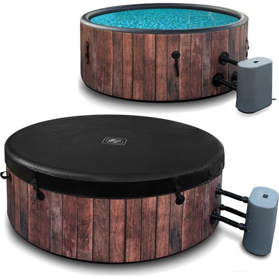 COIL Whirlpool SPA Gonflable, Piscine avec hydromassage, extra-mince, In & Outdoor, 6 personnes, 175 cm, RUSTICAL