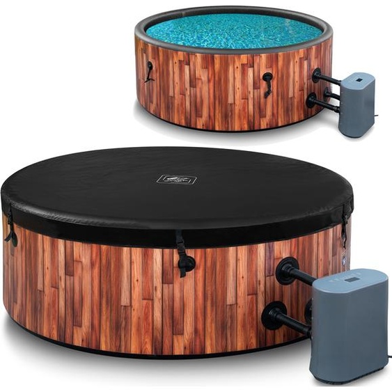 COIL Whirlpool SPA Gonflable, Piscine avec hydromassage, extra-mince, In & Outdoor, 6 personnes, 175 cm, TEAK