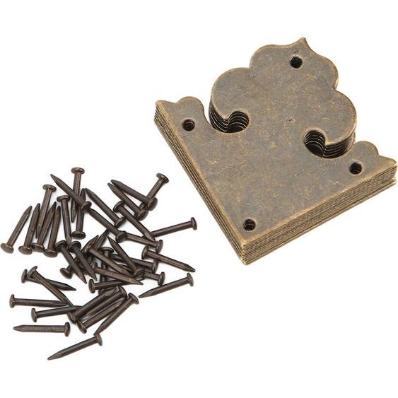 Coin de boîte décoratif antique,Protecteurs de coin antique,Protecteur de coin de boîte antique,Protecteur de coin de livre en métal vintage,Couvercle de coin de boîte en bois décoratif,Protecteur de coin en métal