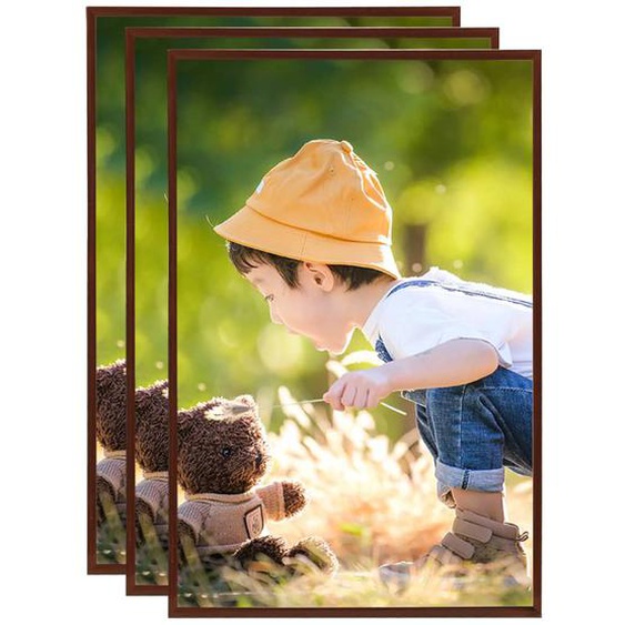Collage de cadres photo 3 pcs de mur table Bronze 70x90 cm MDF