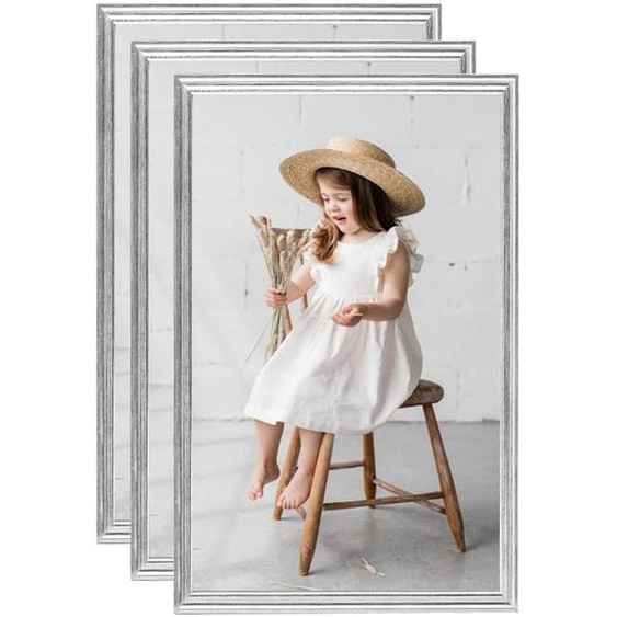 Collage de cadres photo 3 pcs de table Argenté 10x15 cm MDF
