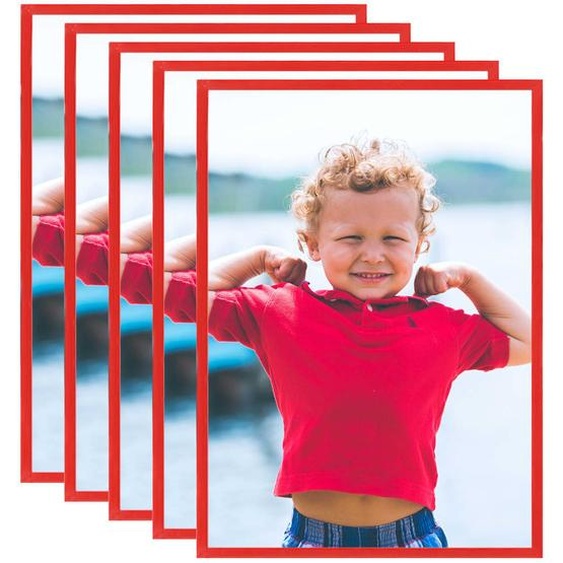 Collage de cadres photo 5 pcs au mur table Rouge 70x90 cm MDF