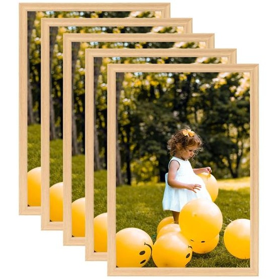 Collage de cadres photo 5 pcs de mur table Chêne clair 70x90 cm