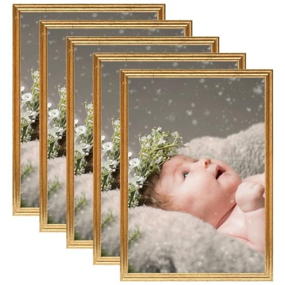Collage de cadres photo 5 pcs de table Doré 15x21 cm MDF