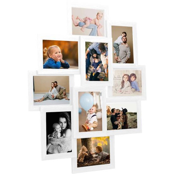 Collage de cadres photo de photo 10x(10x15 cm) Blanc MDF