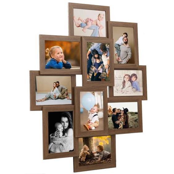 Collage de cadres photo de photo 10x(10x15 cm) Marron clair MDF