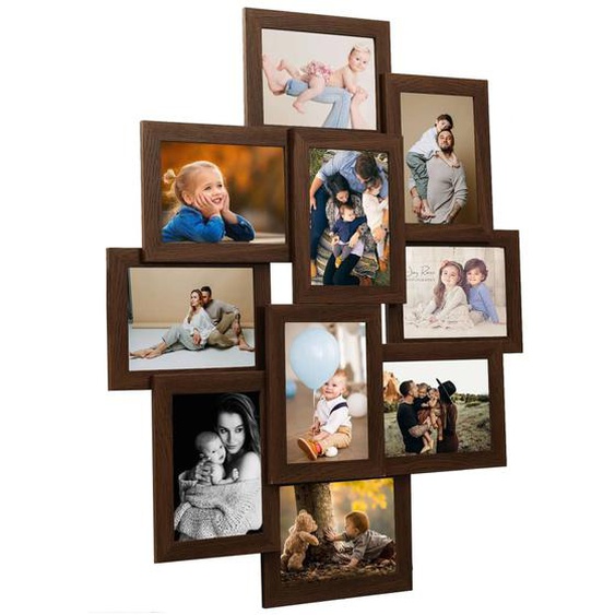 Collage de cadres photo de photo 10x(10x15 cm) Marron foncé MDF