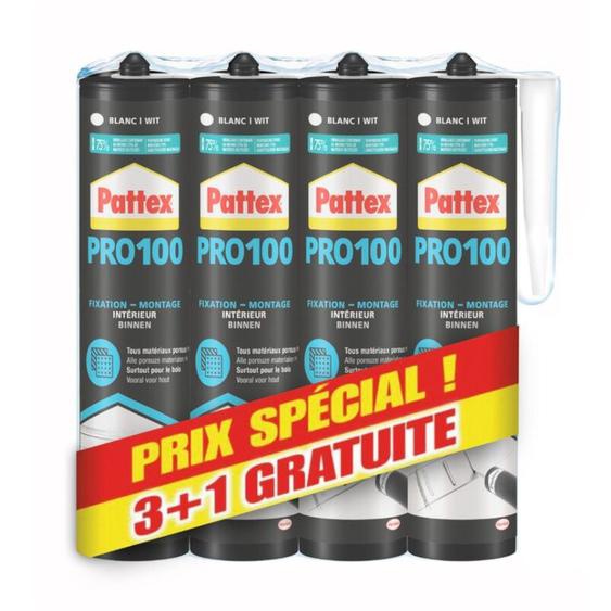Pattex - Colle fixation pro 100 high tank - blanc - lot 3+1 - 798270