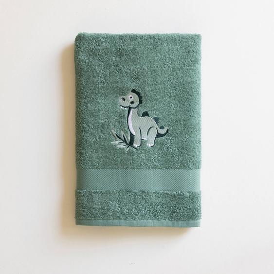 Collection éponge enfant brodée dinosaure coton - 380 g/m² - Drap De Douche : 70x130cm - Vert - Colombine Des Petits