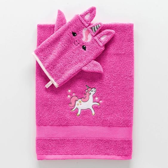 Collection éponge enfant brodée licorne coton - 380 g/m² - Drap De Douche : 70x130cm - Rose - Colombine Des Petits