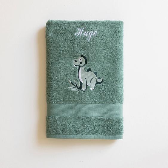 Collection éponge enfant brodée personnalisable dinosaure coton - 380g/m2 - Drap De Douche : 70x130cm - Vert - Colombine Des Petits