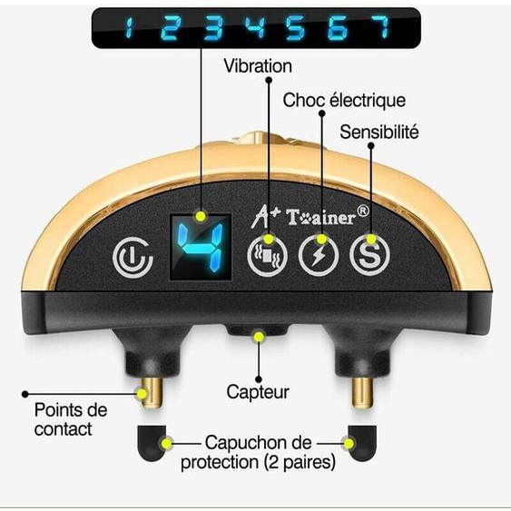 Collier Anti Aboiement Chien Électrique Automatique Rechargeable Avec 7 Niveaux Ajustables, 3 Modes Sensibilité/Vibration/Choc 19-62Cm Sangle