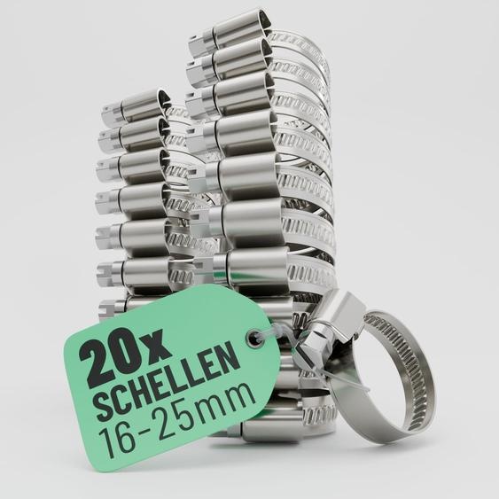 Colliers de serrage en acier inoxydable, de 16 à 25 mm, lot de 20, réglables