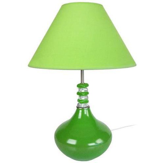 COLLO QUADRATTO-Lampe de salon vase verre  vert Abat-jour: empire tissu vert 1 ampoule E27 urbain P40xD40xH57cm