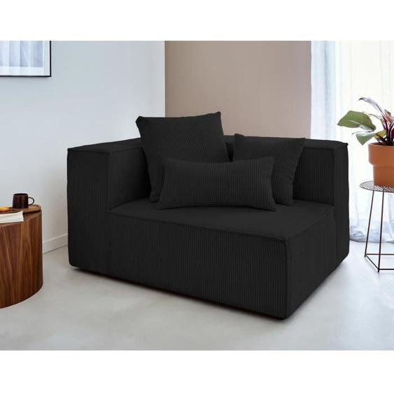 Canapé Colombine - Lisa Design - Module dassise gauche en velours côtelé noir - 2 places