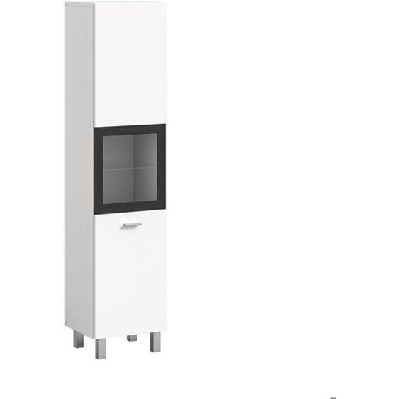 Colonne 1 porte vitrée 30x29x125 cm décor blanc - BOSTOZ