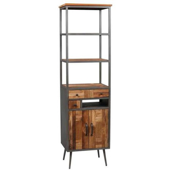 Colonne bibliothèque Bois massif patchwork - CHALERSTON - L 51 x l 38 x H 180