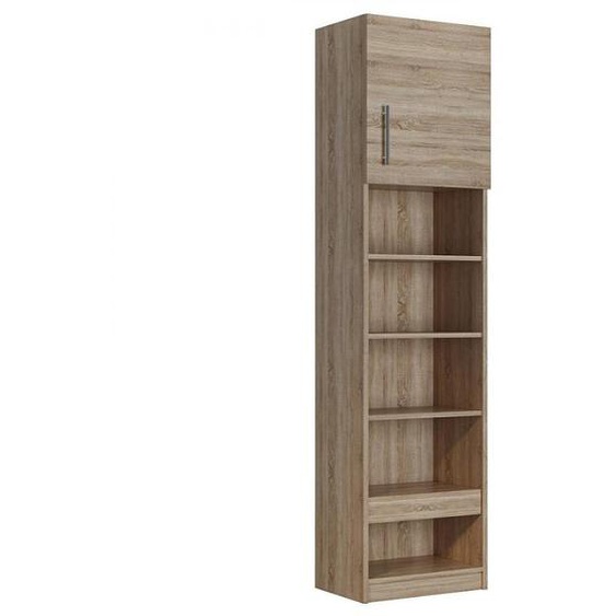 Colonne bibliothèque tablette chevet 1 porte chêne profondeur : 35 cm