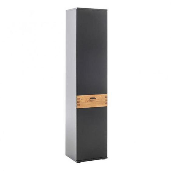 Colonne CASONI 1 porte Laqué gris noir chêne sauvage huilé