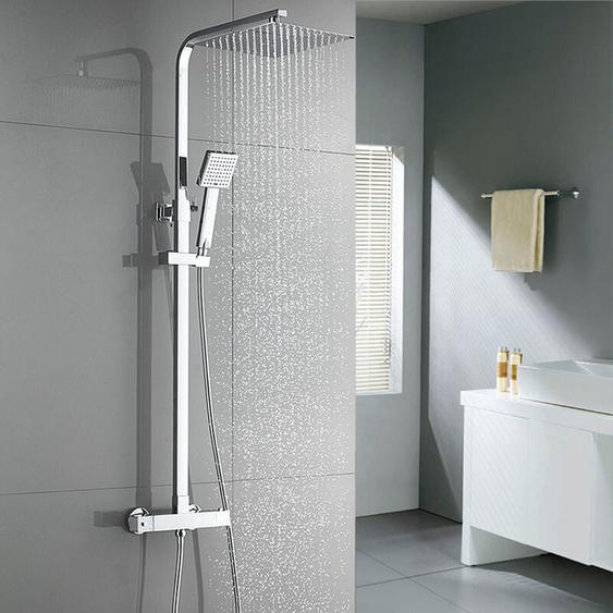 Colonne de Douche Élégant Auralum Ensemble thermostatique - Set de pluie pour salle de bain - Mitigeur réglable en hauteur - Système de douche