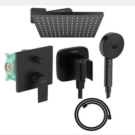 Colonne de douche mécanique Vernis Shape Douche de tête Vernis Shape Flexible Designflex Douchette Pulsify noir