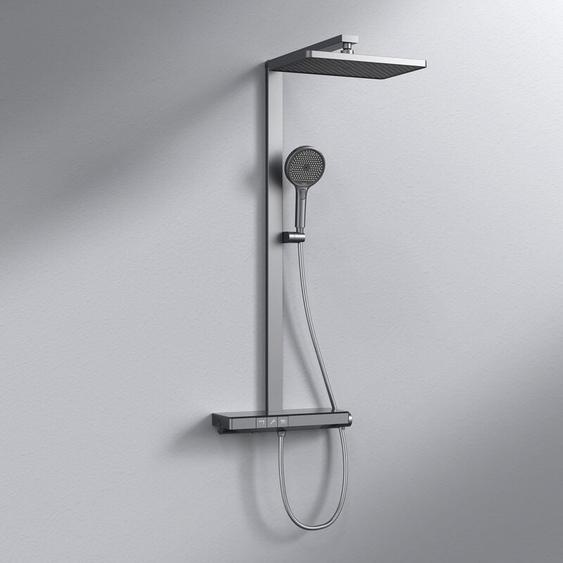 Emke - Colonne de douche Thermostat Ensemble de colonne de douche avec plaque thermostatique de 40 cm, tige de douche, douchette à main avec 4 mode,