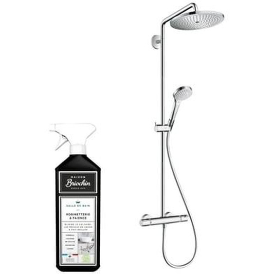Colonne de douche thermostatique Croma Select S 280 EcoSmart chromée + nettoyant Briochin