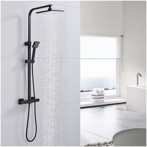 Homelody - Colonne de Douche Thermostatique Ensemble de Douche Corps en Laiton Hauteur Réglable Système de Douche Noir