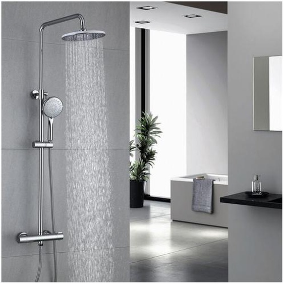 Colonne de Douche Thermostatique ubeegol - Ensemble de Douche Chromé - Système de Douche Mitigeur en Laiton - Kit de Douche Réglable