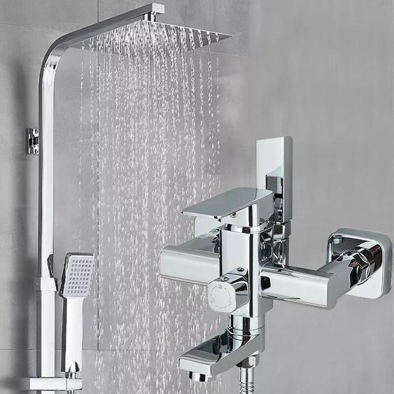 Colonne de Douche,Zamery Ensemble Douche Hauteur Réglable pour Salle de Bain, Mitigeur Douche avec Douchette ,Robinet de Baignoire et Pommeau de