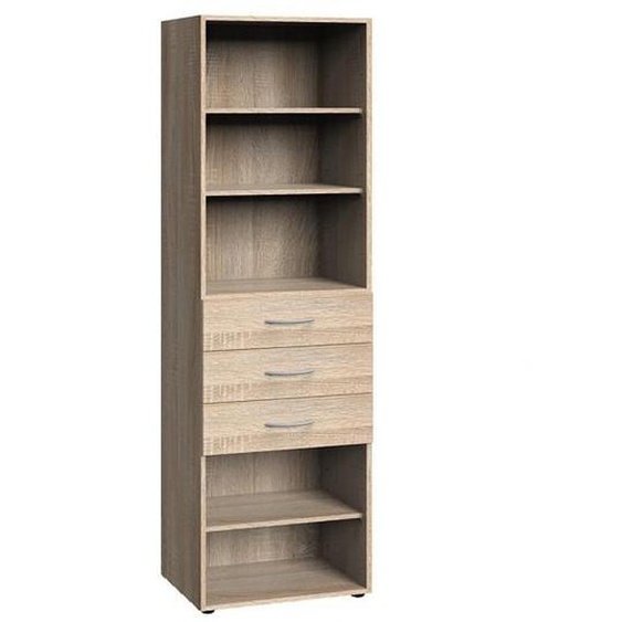 Colonne de rangement LUND 3 tiroirs chêne naturel 50 x 40 cm profondeur
