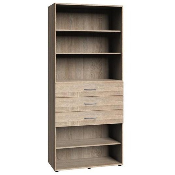 Colonne de rangement LUND 3 tiroirs chêne naturel 80 x 40 cm profondeur