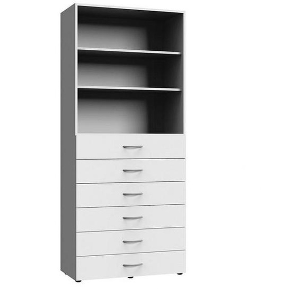 Colonne de rangement LUND 6 tiroirs blanc mat 80 x 40 cm profondeur