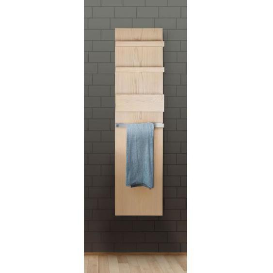 Colonne de rangement salle de bain à suspendre chêne ENIO - MOB-IN - 2 tablettes, 1 panier, 1 porte-serviette