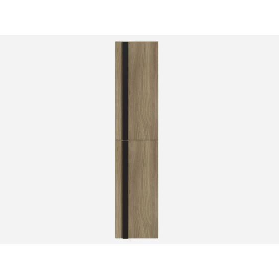 Colonne de Salle de Bain coloris Chêne et noir - Longueur 30 x Profondeur 25 x Hauteur 140 cm