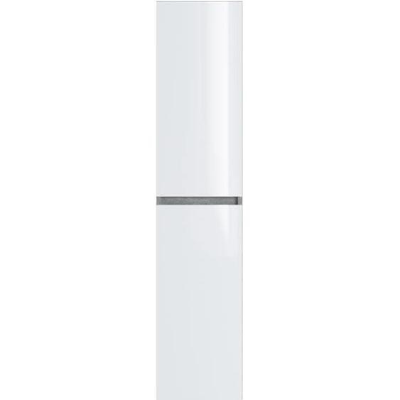 Colonne de salle de bain en mélamine coloris béton - blanc - Longueur 30 x profondeur 27 x Hauteur 140 cm