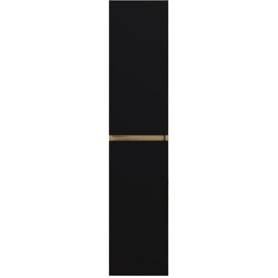 Colonne de salle de bain en mélamine coloris noir mat - chêne - Longueur 30 x profondeur 27 x Hauteur 140 cm