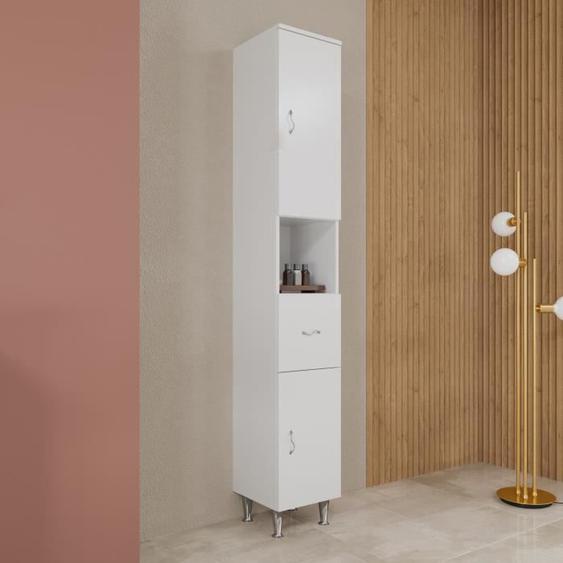 Colonne de salle de bain sur pied blanc brillant H 198 cm - KVstore - Easy - Blanc - Brillant
