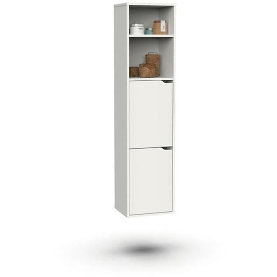 Colonne SDB coloris blanc - Hauteur 150 x Longueur 36 x Profondeur 30 cm