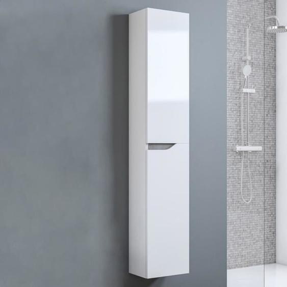 Colonne suspendue 2 portes en bois avec poignée rainure H160 GRACE2 Blanc Brillant