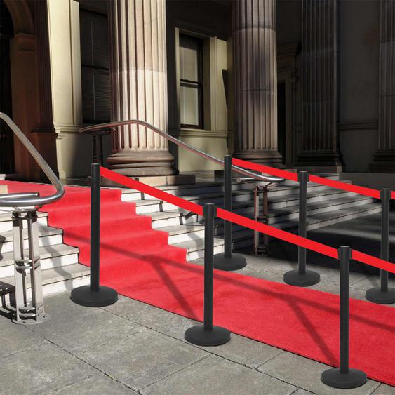 Colonnes avec bandes 4 pcs Barrière daéroport Fer Noir