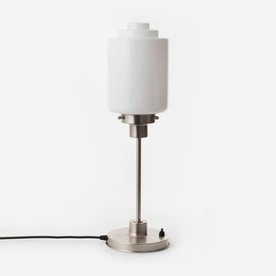 Coloured By Art - Tiffany Lampe - Lampe de Table mince Stepped Cylinder Medium 20s Nickel Mat